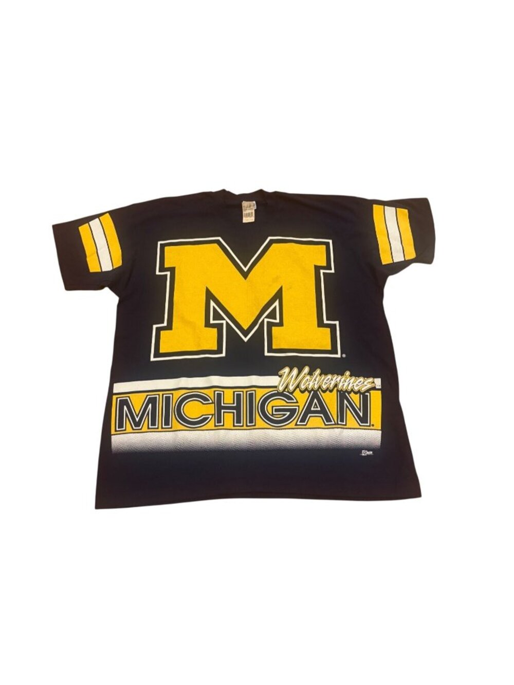 NWT Vintage Salem Sportswear Michigan Wolverines Double Side AOP T-Shirt Size XL